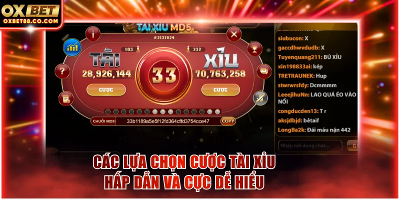 Các lựa chọn cược tài xỉu hấp dẫn và cực dễ hiểu