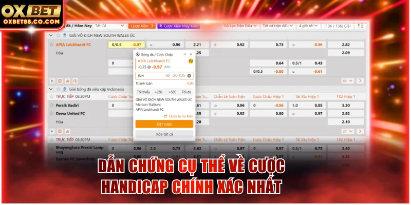 Dẫn chứng cụ thể về cược handicap chính xác nhất